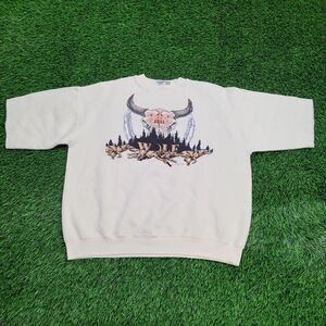 Vintage Native-American Sweatshirt Womens XL 24x24 Ivory 90s